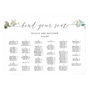 Chic Alphabetical Greenery Wedding Seating Chart