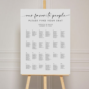 Chic Alphabetical Modern Wedding Seating Chart Foam Board