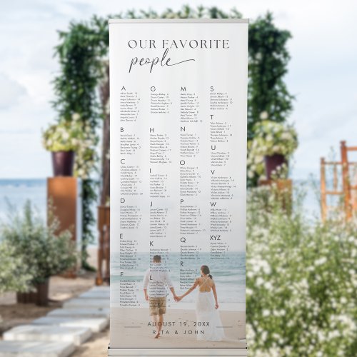 Chic Alphabetical Wedding Photo Seating Chart Retr Retractable Banner