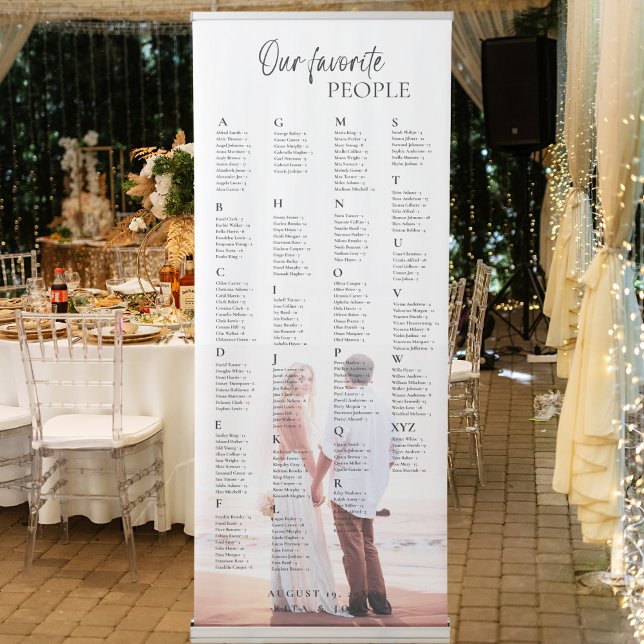 Chic Alphabetical Wedding Photo Seating Chart  Retractable Banner (Creator Uploaded)