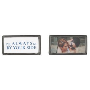 Chic Always By Your Side Memorial Photo Navy Blue Cufflinks