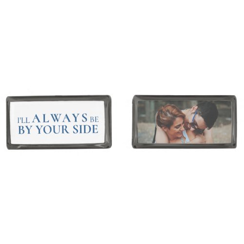 Chic Always By Your Side Memorial Photo Navy Blue Cufflinks