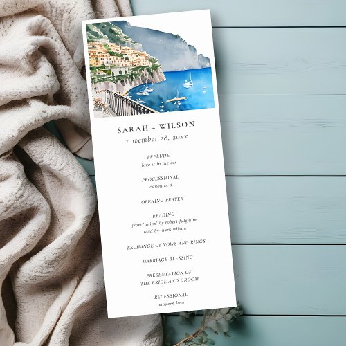 Chic Amalfi Coast Italy Landscape Wedding Program
