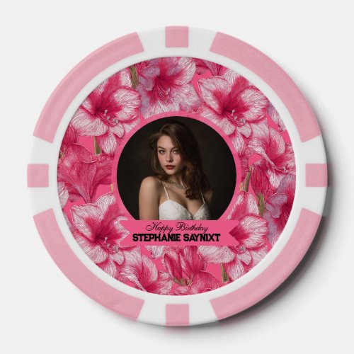 Chic Amaryllis 40Th Birthday Presents For Mother Poker Chips