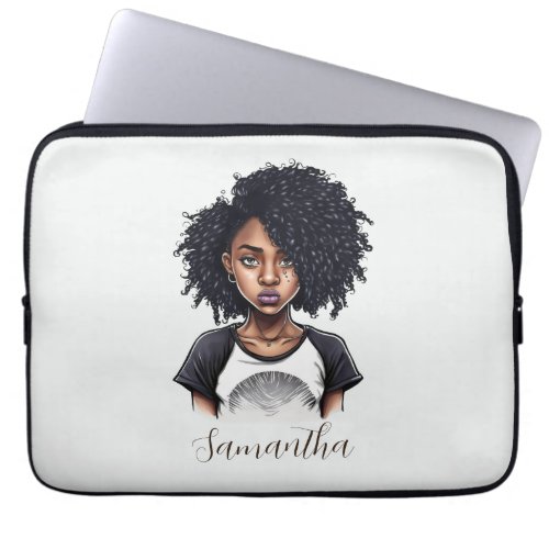 Chic and Classy Afro Woman Laptop Sleeve