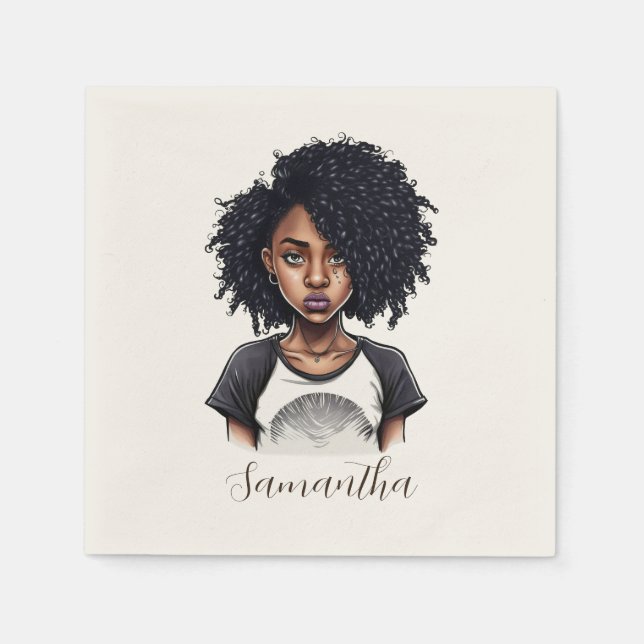 Chic and Classy Afro Woman Napkins (Front)