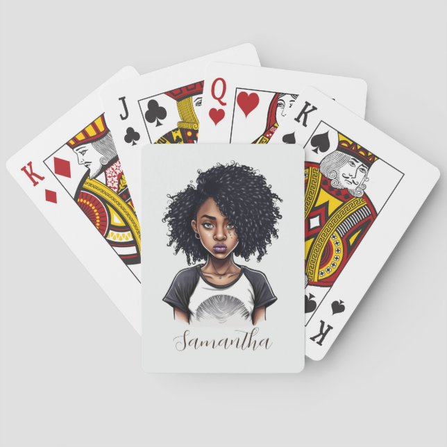 Chic and Classy Afro Woman Poker Cards (Back)
