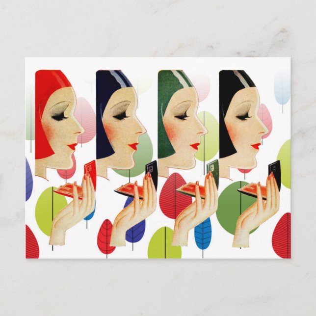 Chic and colorful cosmetic compacts postcard (Front)
