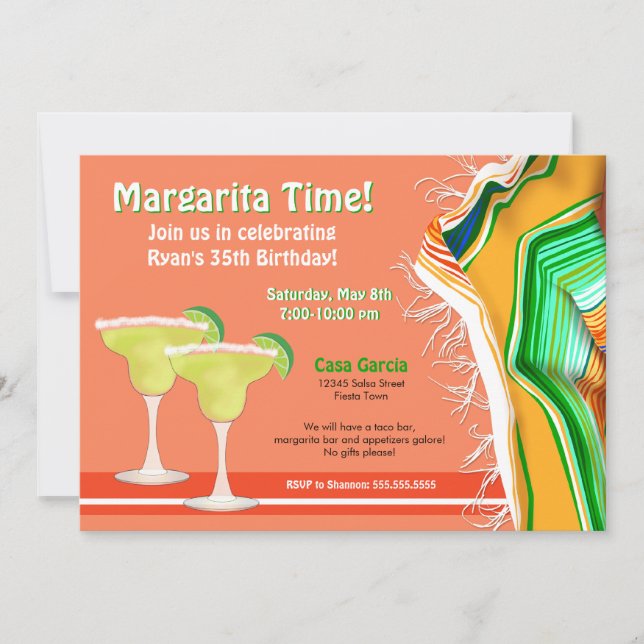 Chic and Contemporary Margarita Party Invitation (Front)
