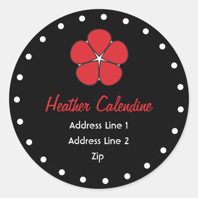 Chic and Cute Black and Red Address Label (Front)