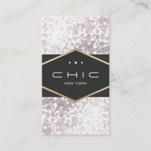 Chic and Elegant Black and White Bokeh Business Card