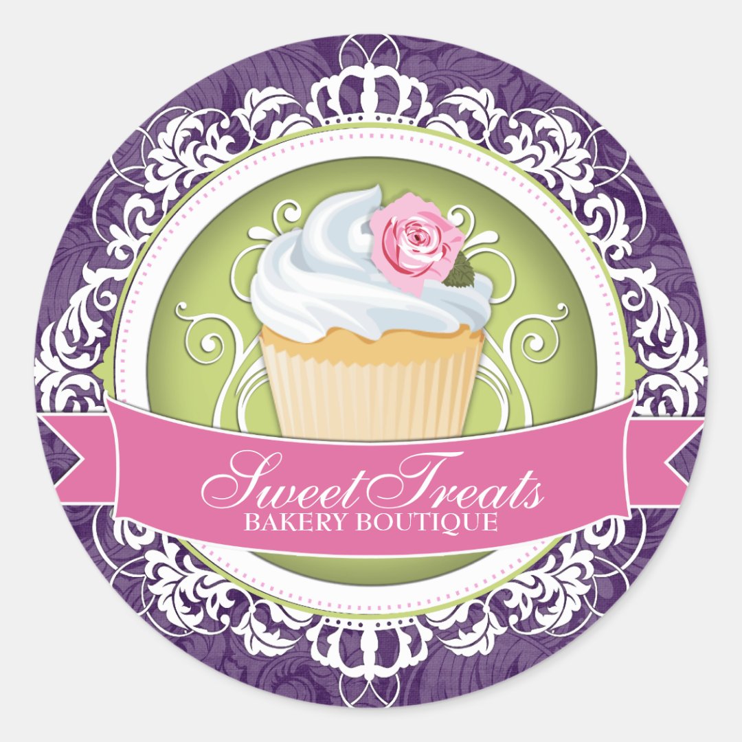 Chic and Elegant Cupcake Box Stickers Zazzle