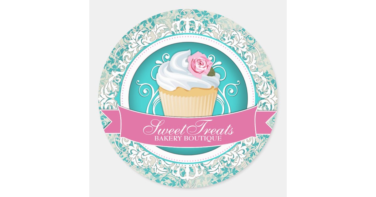 Chic and Elegant Cupcake Box Stickers Zazzle