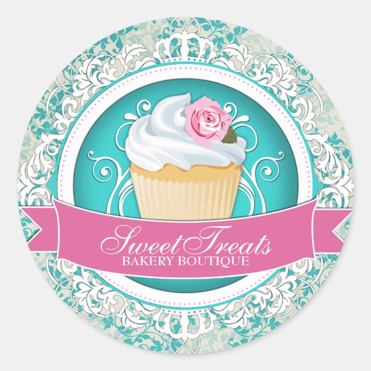 Chic and Elegant Cupcake Box Stickers Zazzle