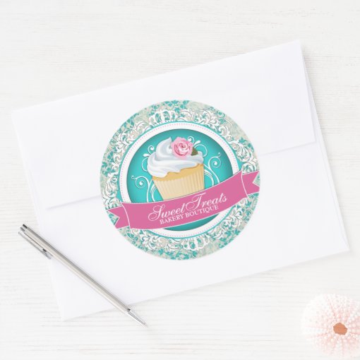 Chic and Elegant Cupcake Box Stickers Zazzle