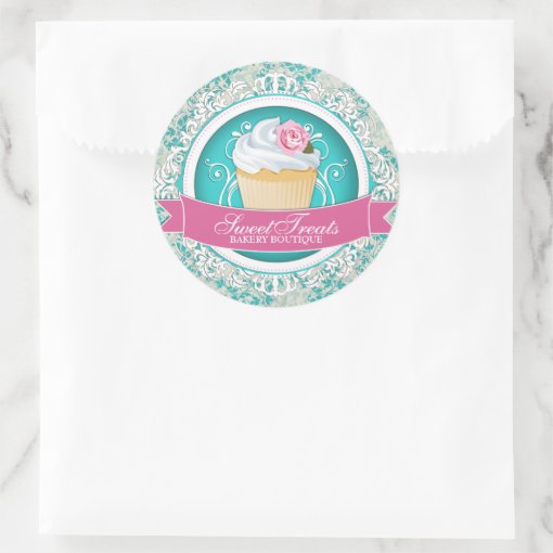 Chic and Elegant Cupcake Box Stickers Zazzle
