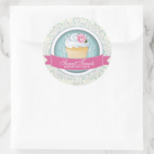 Chic and Elegant Cupcake Box Stickers Zazzle