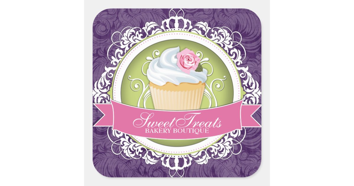 Chic and Elegant Cupcake Box Stickers Zazzle