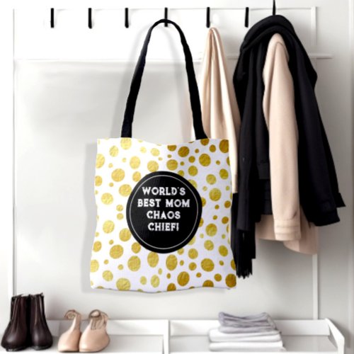 Chic and elegant dot spots custom monogram tote bag