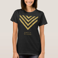 Chic and Elegant Faux Gold Name Chevron Geometric T-Shirt