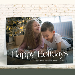Chic and Elegant Happy Holidays Photo Folded Holiday Card
