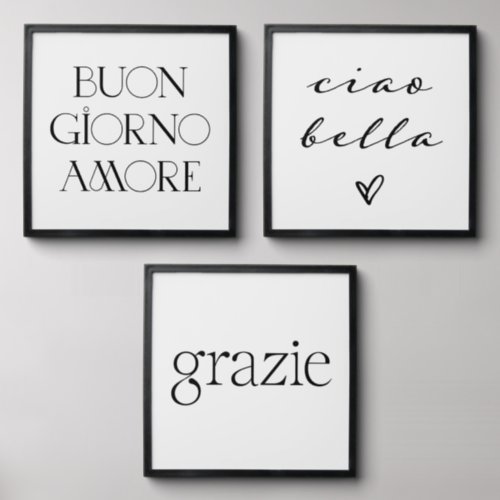 Chic and Elegant Italian Text  Black and White Peel And Stick Photo Tile