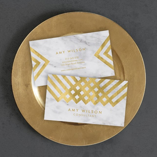 Chic and Elegant Marble Faux Gold Geometric Business Card (Creator Uploaded)