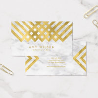 Chic and Elegant Marble Faux Gold Geometric Business Card