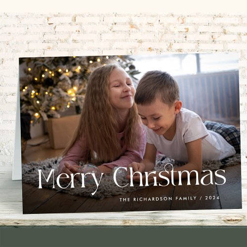 Chic and Elegant  Merry Christmas Photo Folded Holiday Card