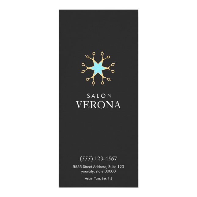 Chic and Elegant Scissors Logo Hair Salon 2 Rack Card (Front)