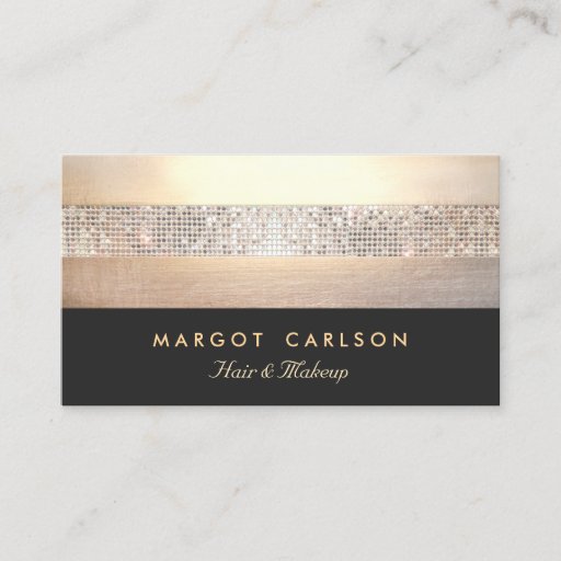 Customizable Chic and Elegant Sequin Gold Black Striped Business Card Templates