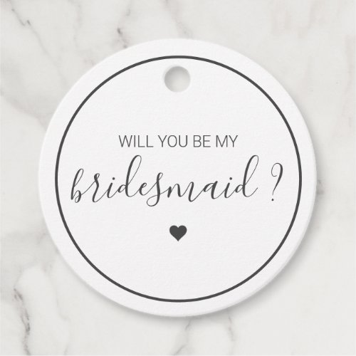 Chic and Elegant Will you be my Bridesmaid Favor Tags