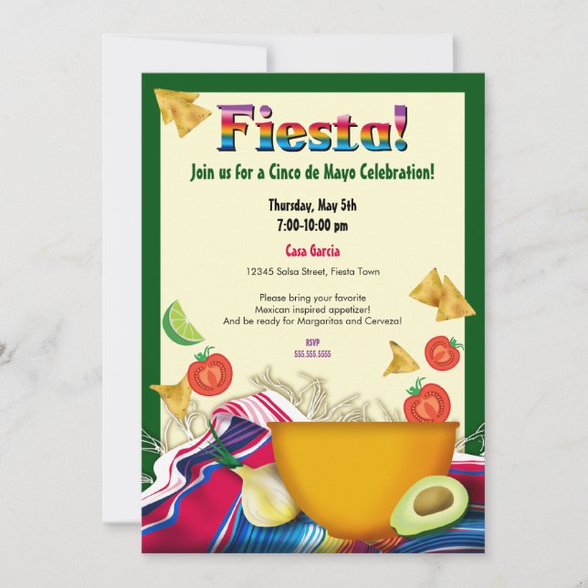 Chic and Fun Mexican Fiesta Party Invitation (Front)