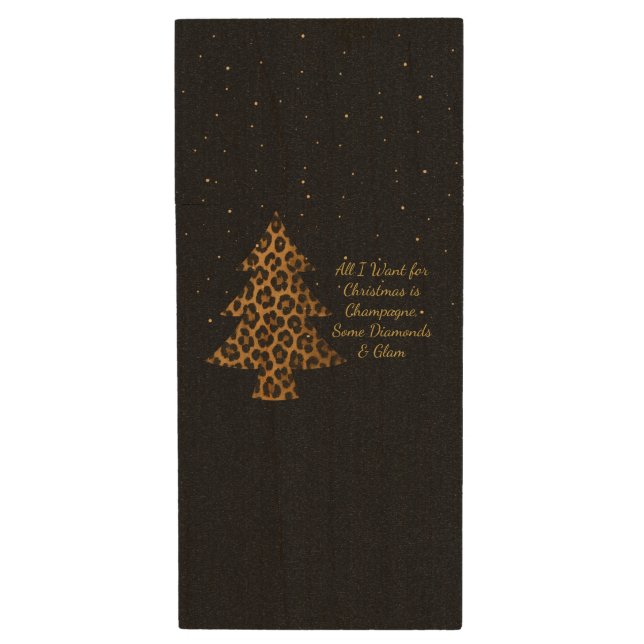 Chic and Glamorous Christmas Design Wood Flash Drive (Front Vertical)