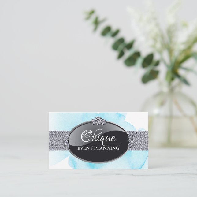 Chic and Glamorous Event Planner Business Cards (Standing Front)