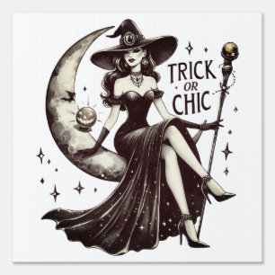 Chic and Glamorous Witch on Moon Sign