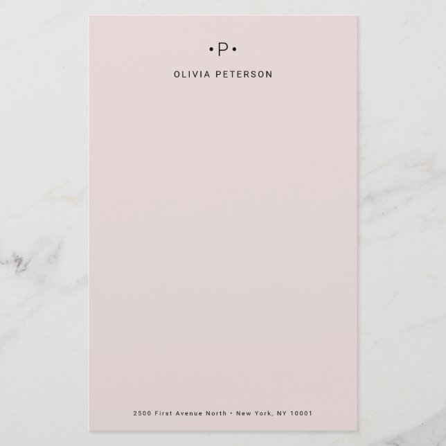 Chic and Minimal Monogram | Blush Stationery (Front)
