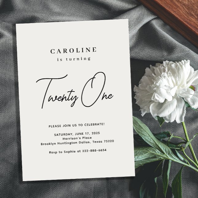 Chic and Modern 21st Birthday Invitation (Creator Uploaded)