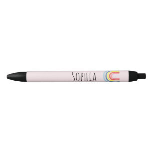 Chic and Modern Blush Pink Boho Rainbow Black Ink Pen