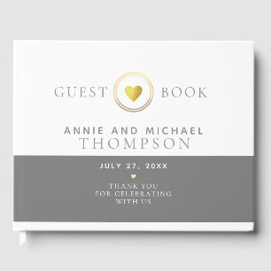 chic and modern white gray wedding guest book