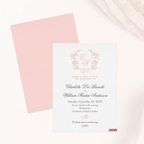 Chic and Romantic Blush Pink Wedding Foil Invitation