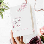 Chic and Simple White and Burgundy Wedding Program<br><div class="desc">Welcome your guest to your wedding ceremony with this elegant wedding program featuring delicate hand-drawn botanical greenery details and modern handwritten calligraphy elements. Modern, simple, and graceful design with the ability to personalize text on all sides. The botanical detail is in pink and burgundy hues, while the text is in...</div>