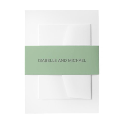 Chic and Sophisticated Soft Sage Green Wedding Invitation Belly Band