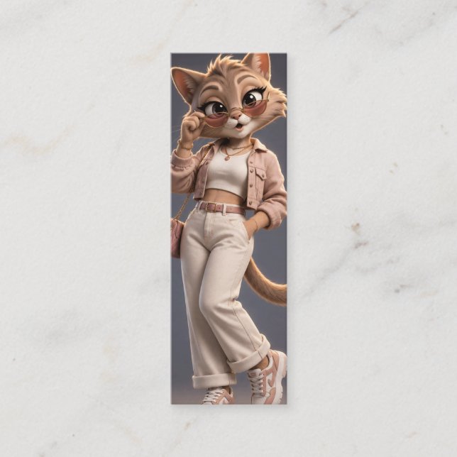 Chic and Stylish 3D Animated Cat Character Design  Calling Card (Front)