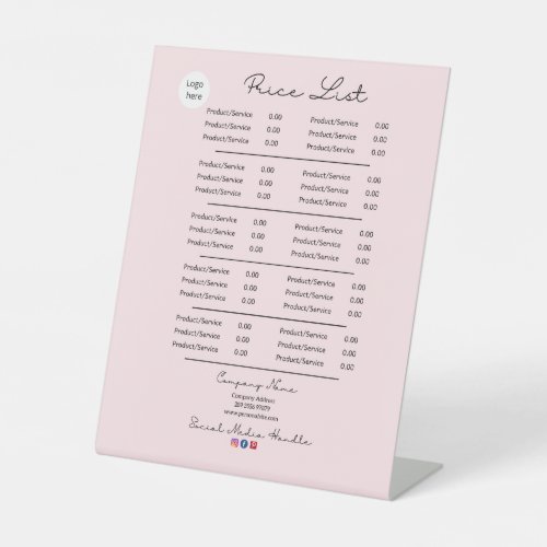 Chic and Stylish Beauty Salon Price List Pedestal Sign