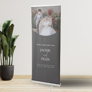 Chic and Stylish Our Wedding Day Custom Photo Retractable Banner
