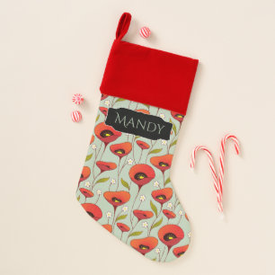 Chic and Sweet   Red Poppies   Custom Floral Poppy Christmas Stocking