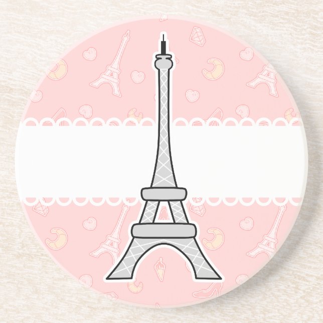 Chic and trendy girly Paris Eiffel tower Sandstone Coaster (Front)
