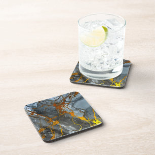 Chic and Trendy Grey and Gold  Beverage Coaster
