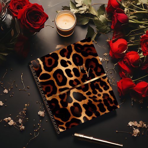 Chic and Trendy Monogrammed Leopard Print  Notebook